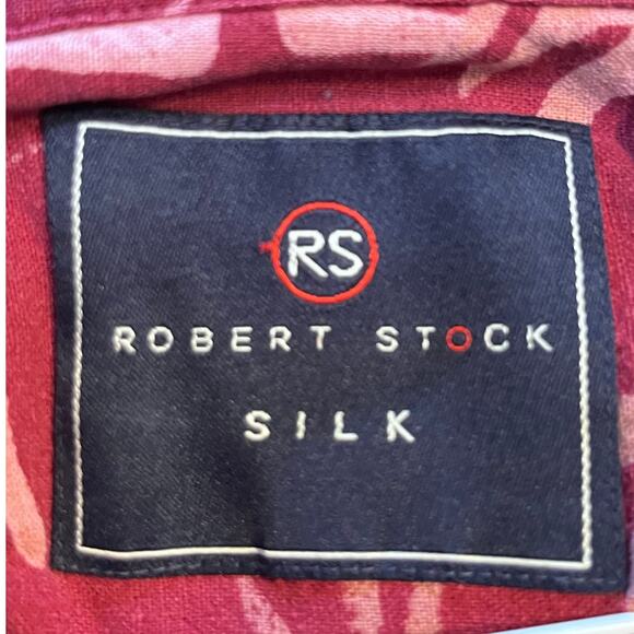 Robert Stock Silk Men's Large Red Hawaiian Print Short Sleeve Vacation Shirt - Picture 2 of 8